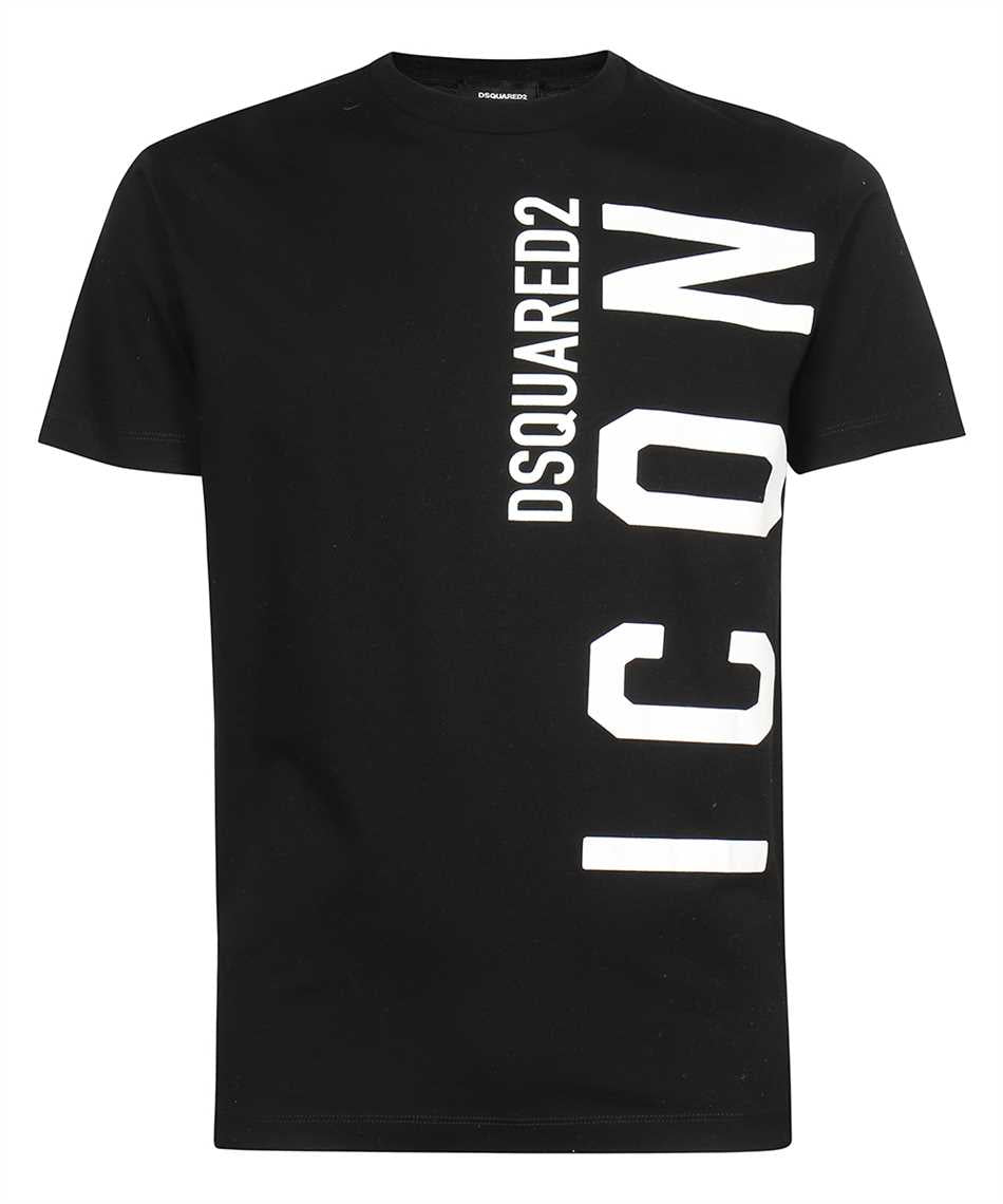 DSQUARED2 DOWN LOGO PRINT T-SHIRT IN BLACK