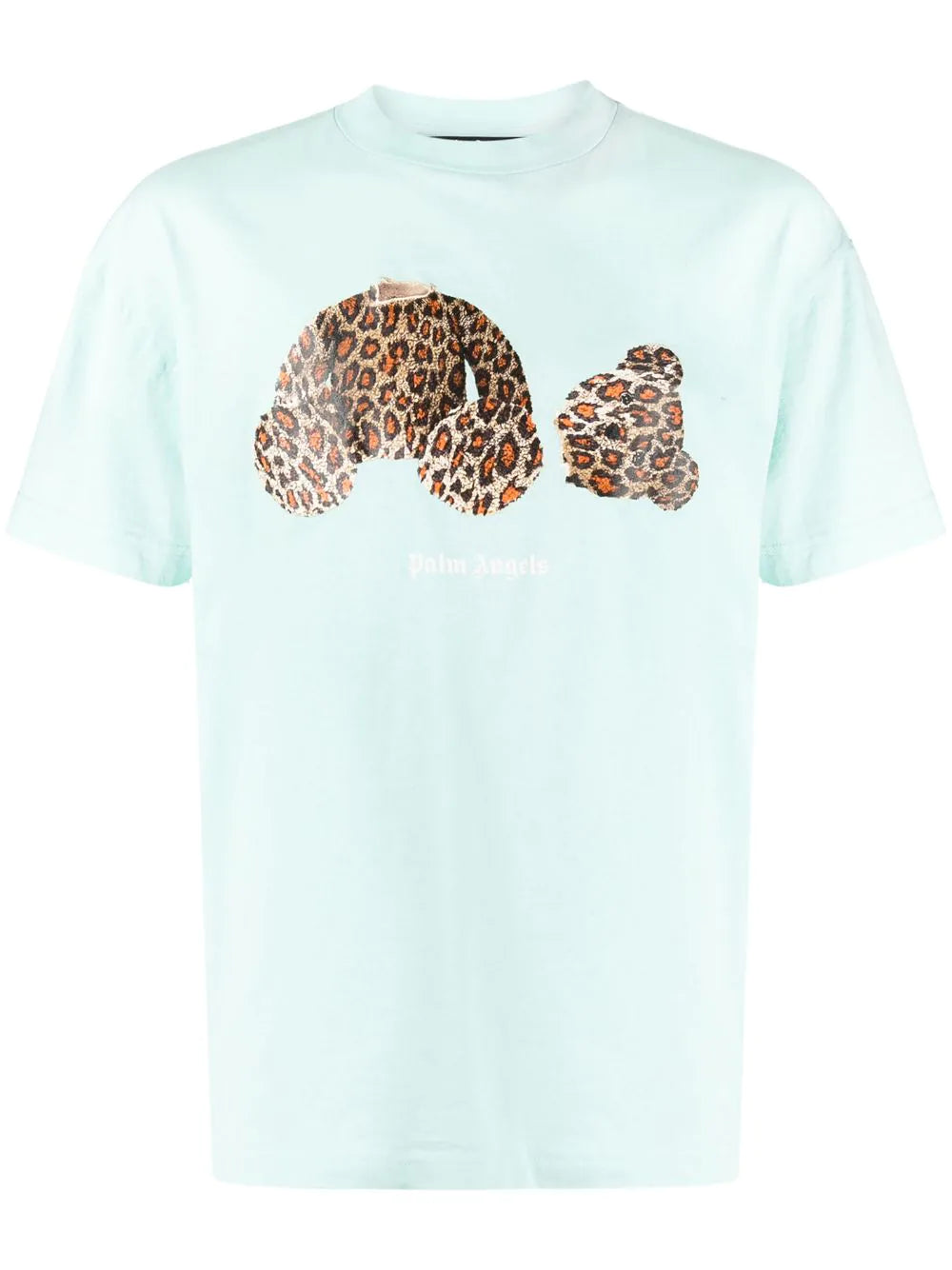 PALM ANGELS LEOPARD PRINT T-SHIRT IN BLUE