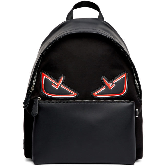 FENDI BLACK AND RED BAG BUGS BACKPACK