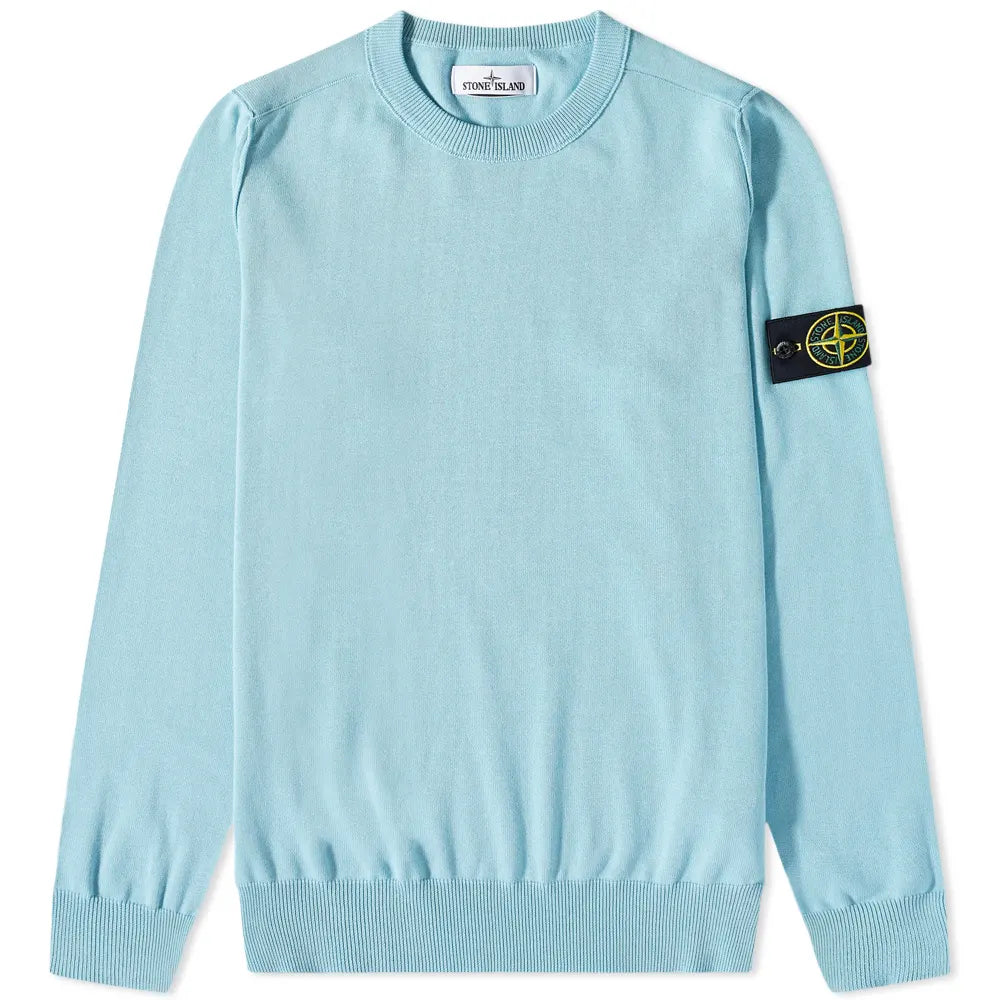 STONE ISLAND SOFT COTTON JUMPER IN AQUA