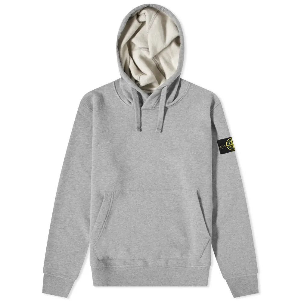 STONE ISLAND GARMENT DYED POPOVER HOODY GREY MELANGE