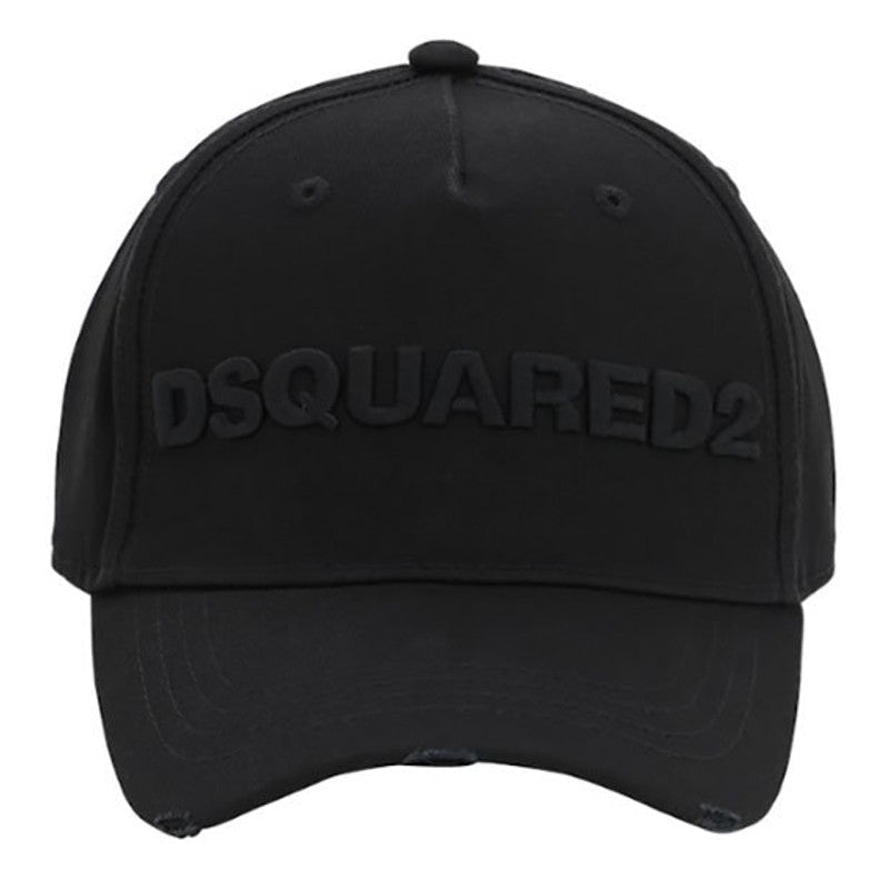 DSQUARED2 EMBROIDERED CAP IN BLACK/BLACK