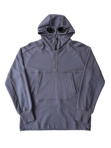 CP COMPANY GREY HALF-ZIP HOODIE