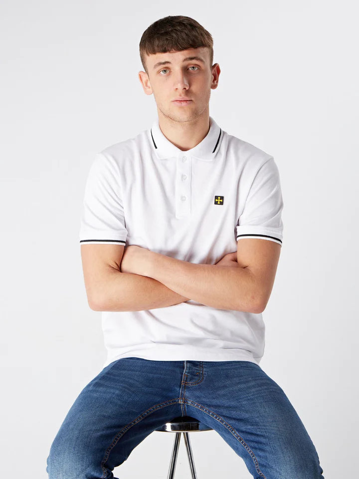 TERRACE CULT PREMIUM PIQUE POLO :: NAVY/WHITE TIP