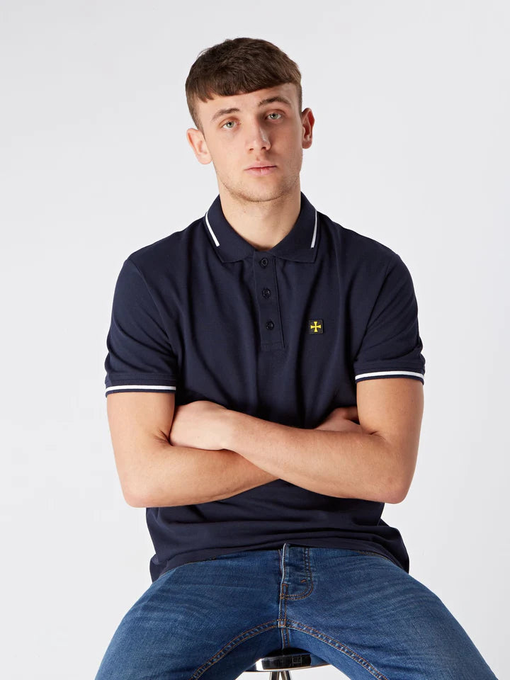 TERRACE CULT PREMIUM PIQUE POLO :: NAVY/WHITE TIP