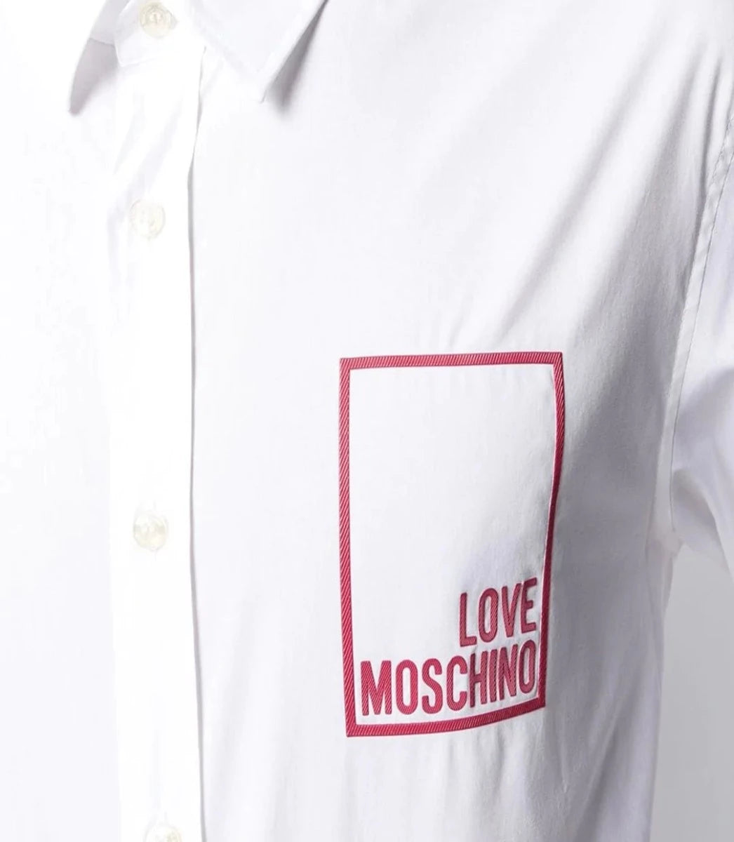 LOVE MOSCHINO LOGO LONG SLEEVE SHIRT-WHITE
