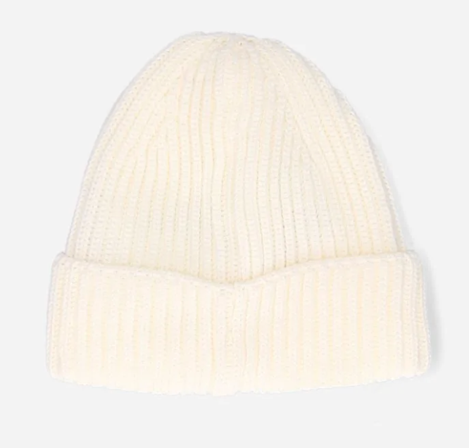 CP COMPANY KNIT CAP WHITE MERINO WOOL