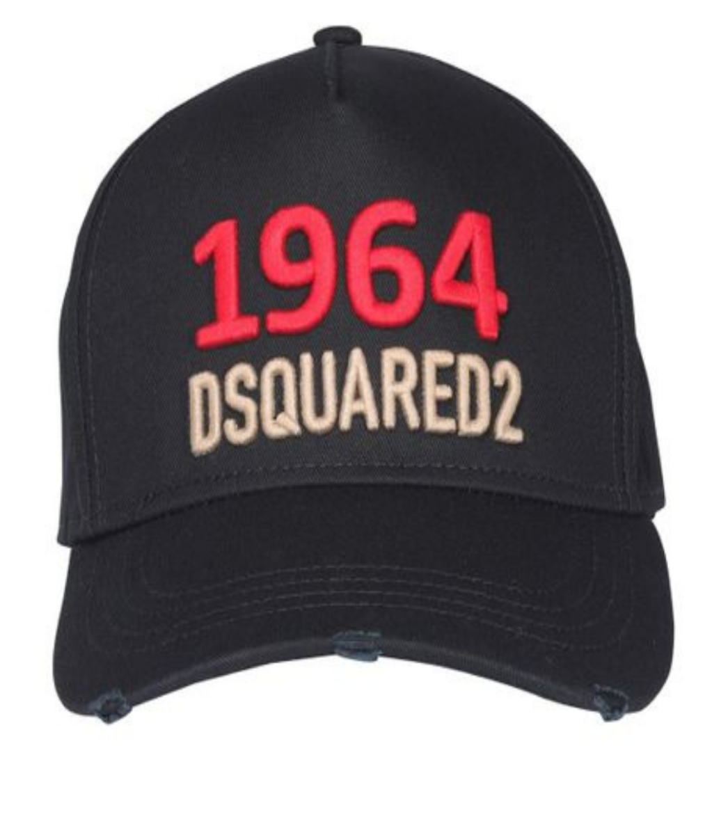 DSQUARED MEN'S BLACK 1964 EMBROIDERED BASEBALL CAP