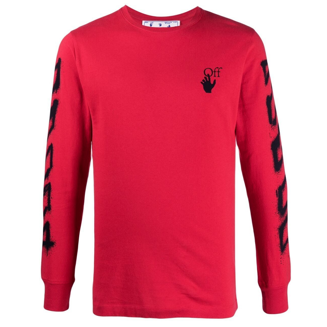 OFF-WHITE SPRAY MARKER LONG SLEEVE T-SHIRT IN RED