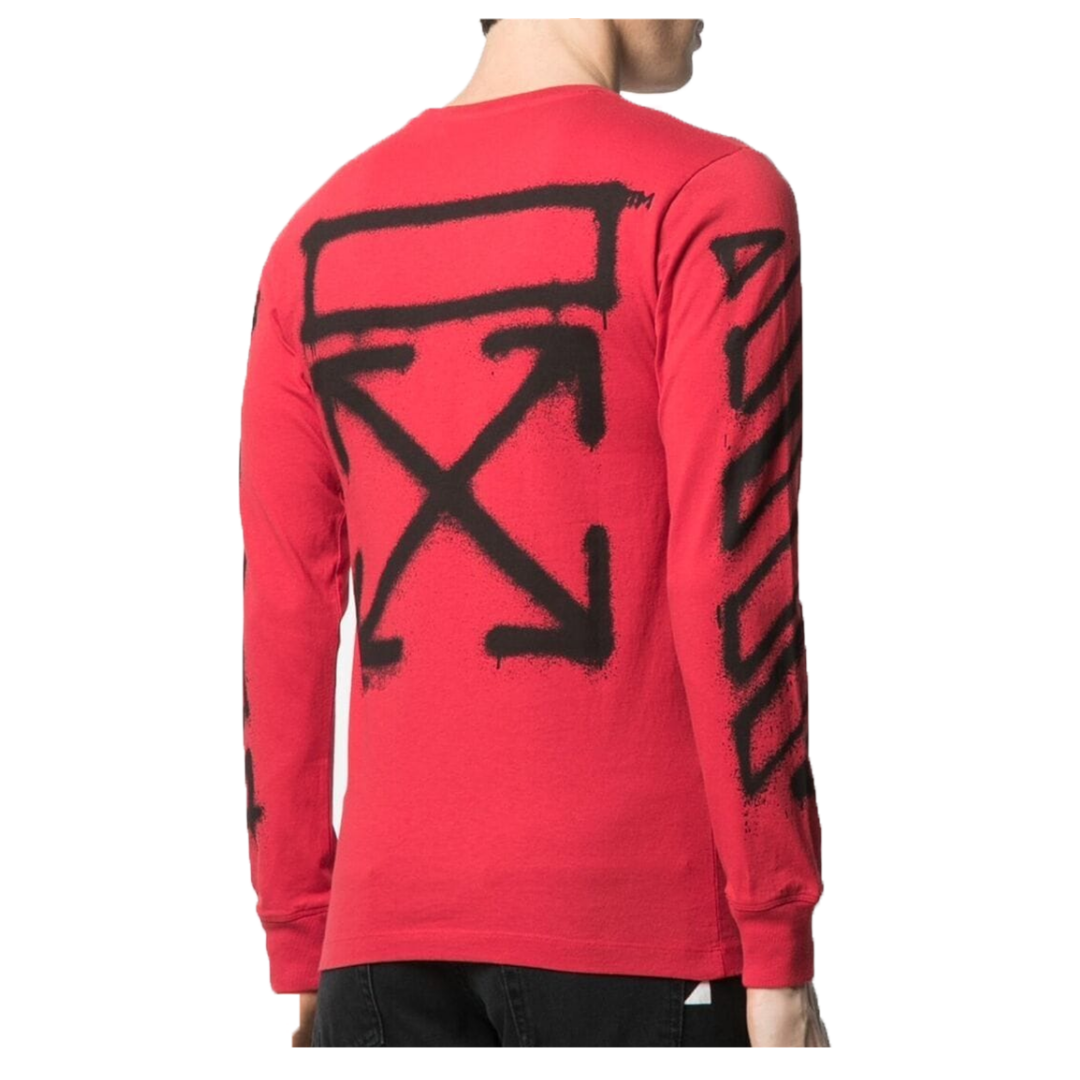 OFF-WHITE SPRAY MARKER LONG SLEEVE T-SHIRT IN RED