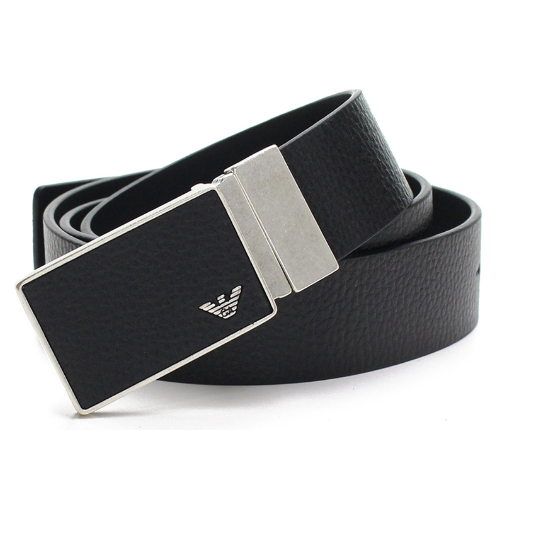 EMPORIO ARMANI DOUBLE BUCKLE BELT IN BLACK