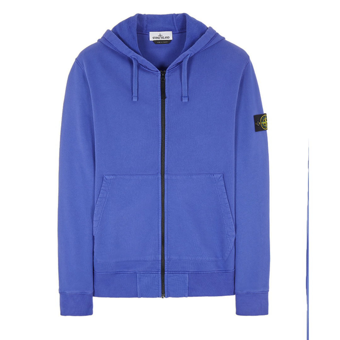 STONE ISLAND ZIP HOODIE  IN PERIWINKLE