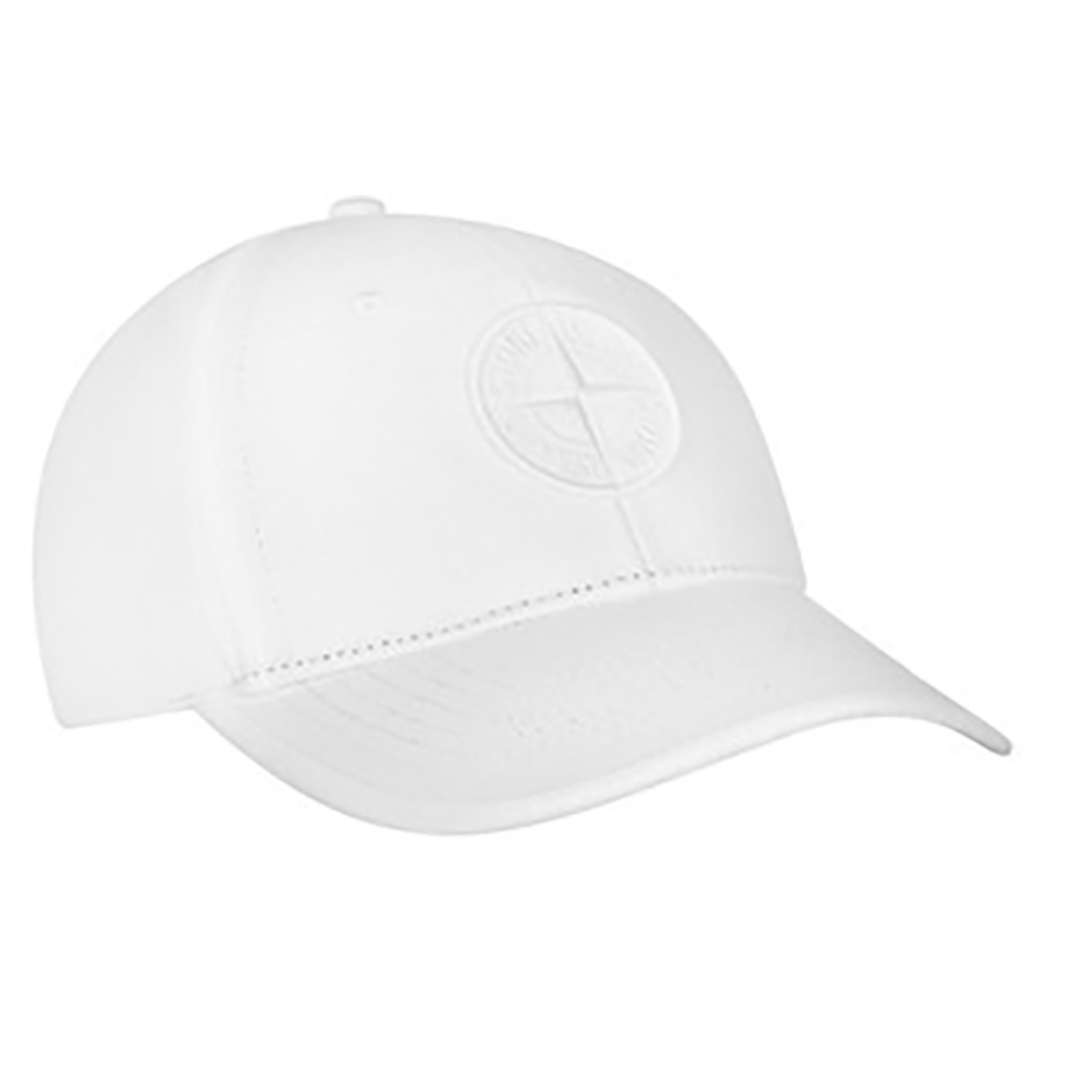 STONE ISLAND JUNIOR COTTON CAP IN WHITE