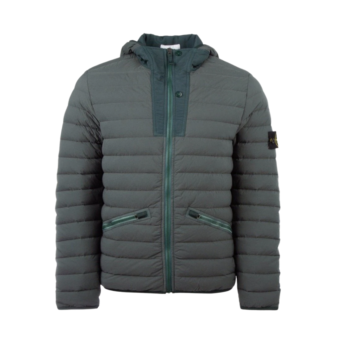 STONE ISLAND - LOOM WOVEN DOWN CHAMBERS STRETCH NYLON JACKET - GREEN