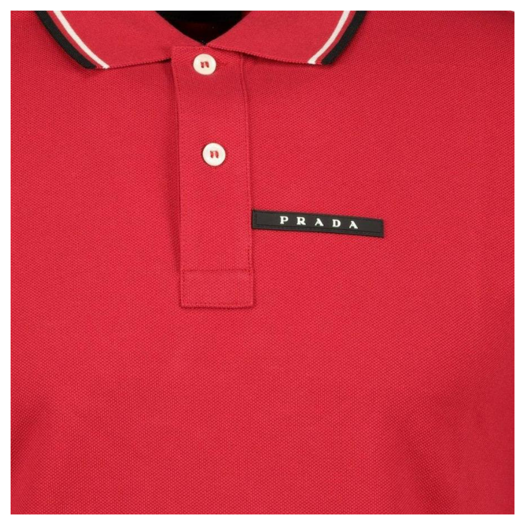 PRADA SHORT SLEEVE POLO IN RED