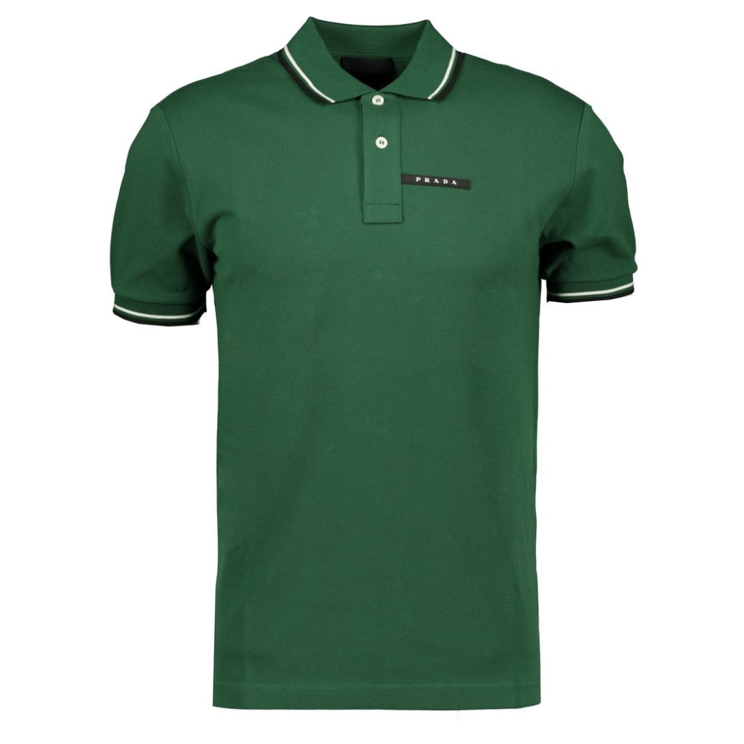 PRADA LOGO BADGE POLO GREEN