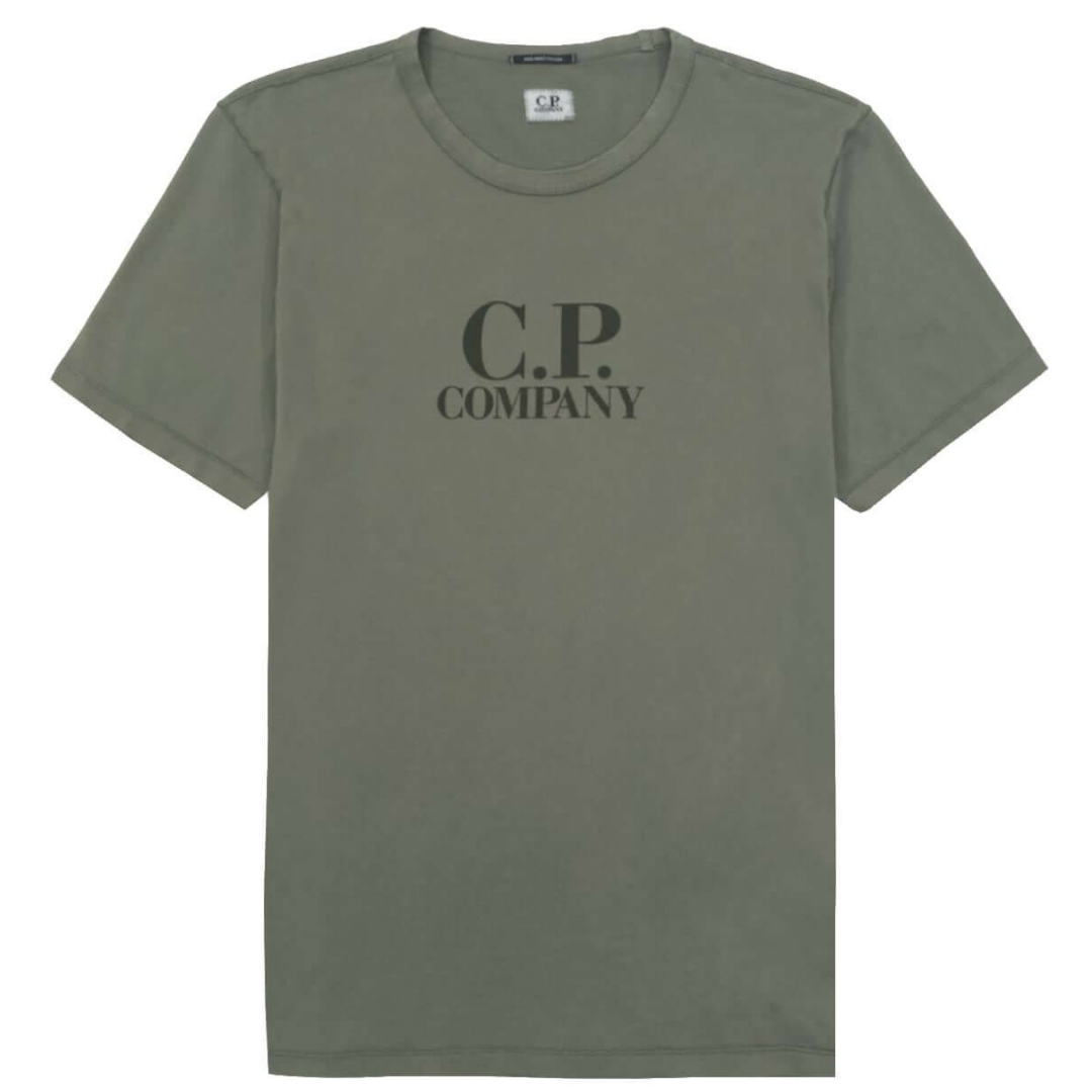 C.P COMPANY  LOGO T-SHIRT IN GREEN