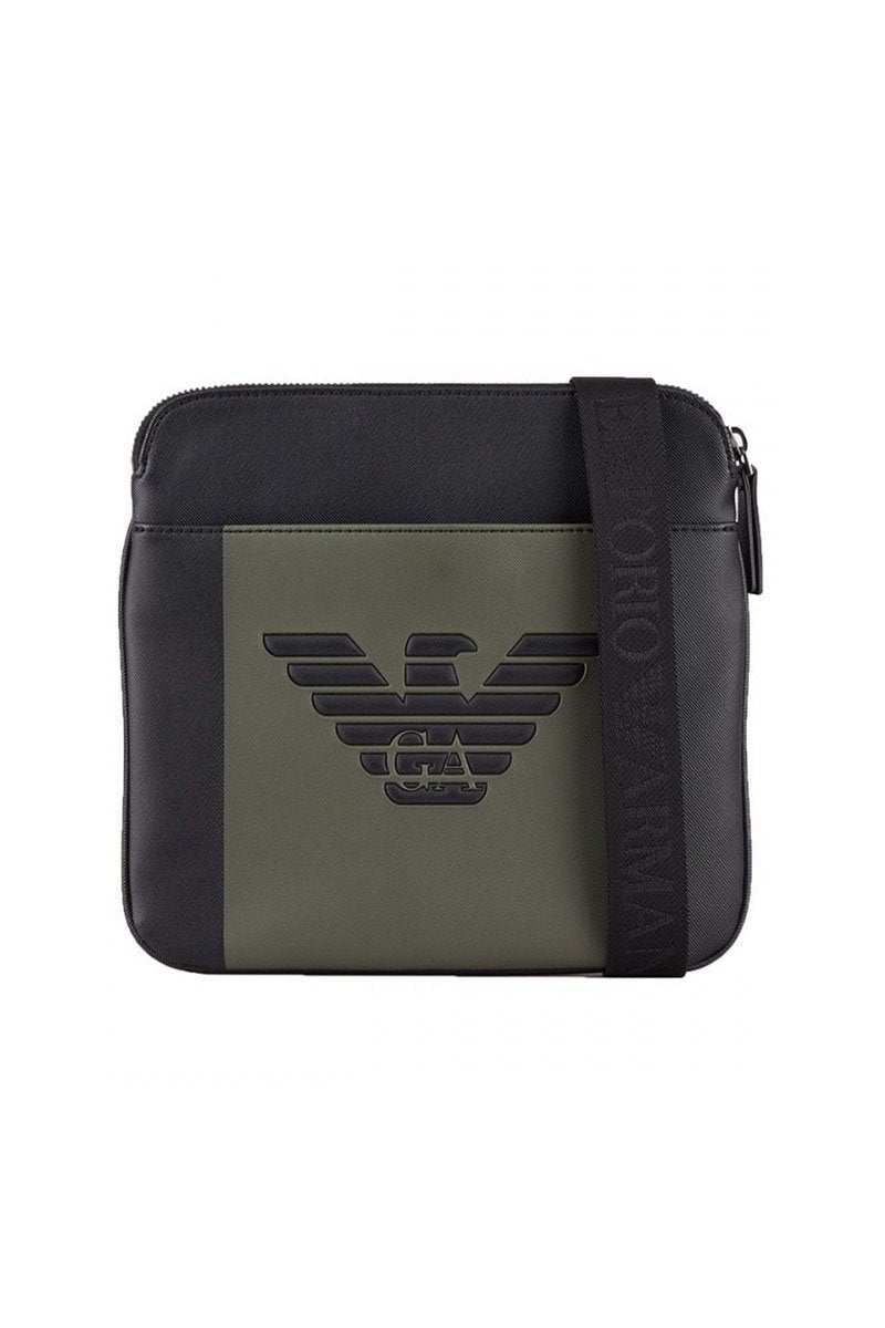 EMPORIO ARMANI CROSSBODY BAG IN BLACK/GREEN