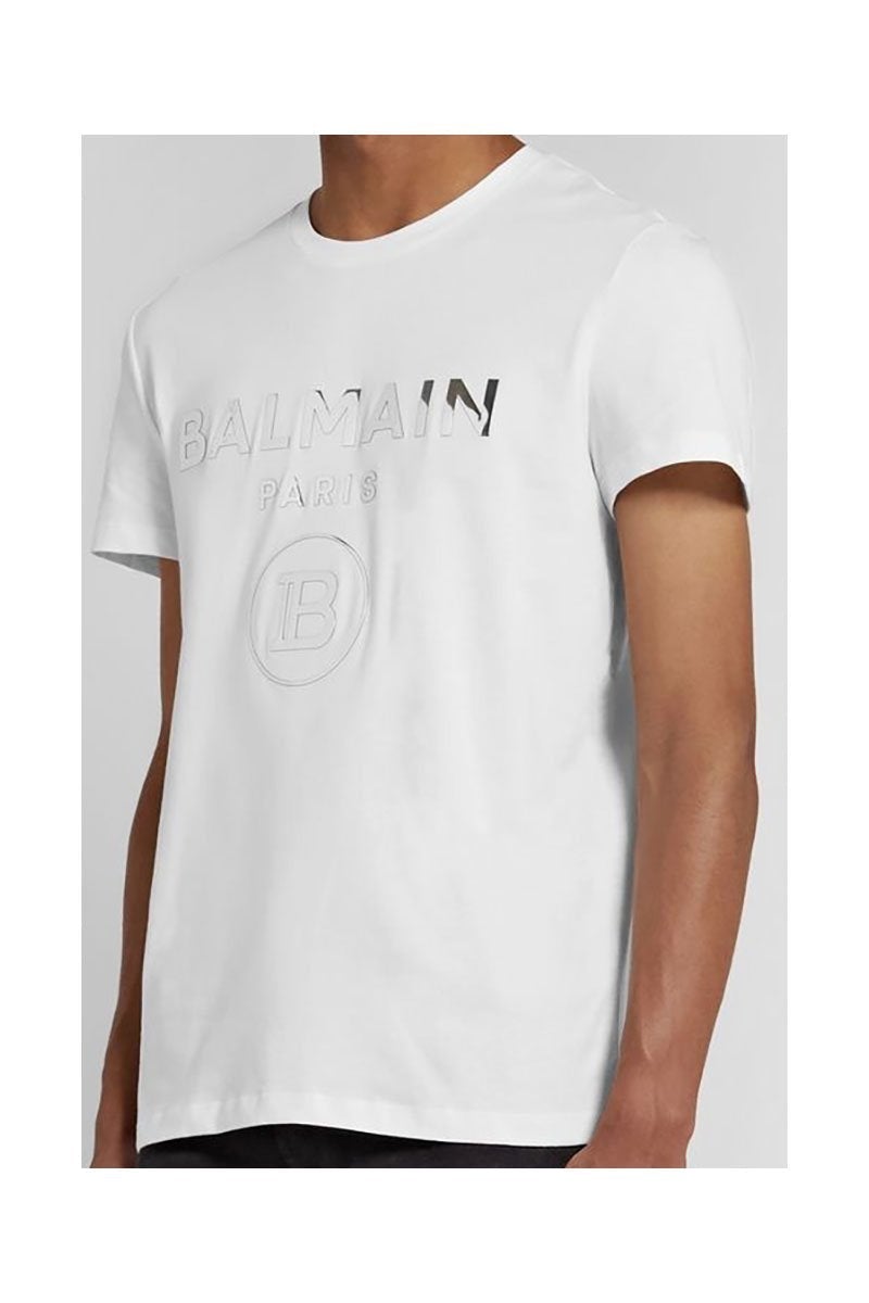 Balmain White Logo Cotton Tee