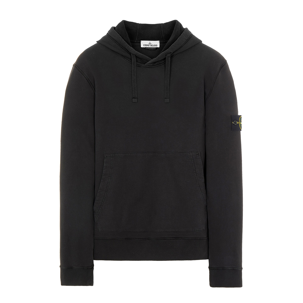 STONE ISLAND BRUSHED COTTON HOODIE IN BLACK