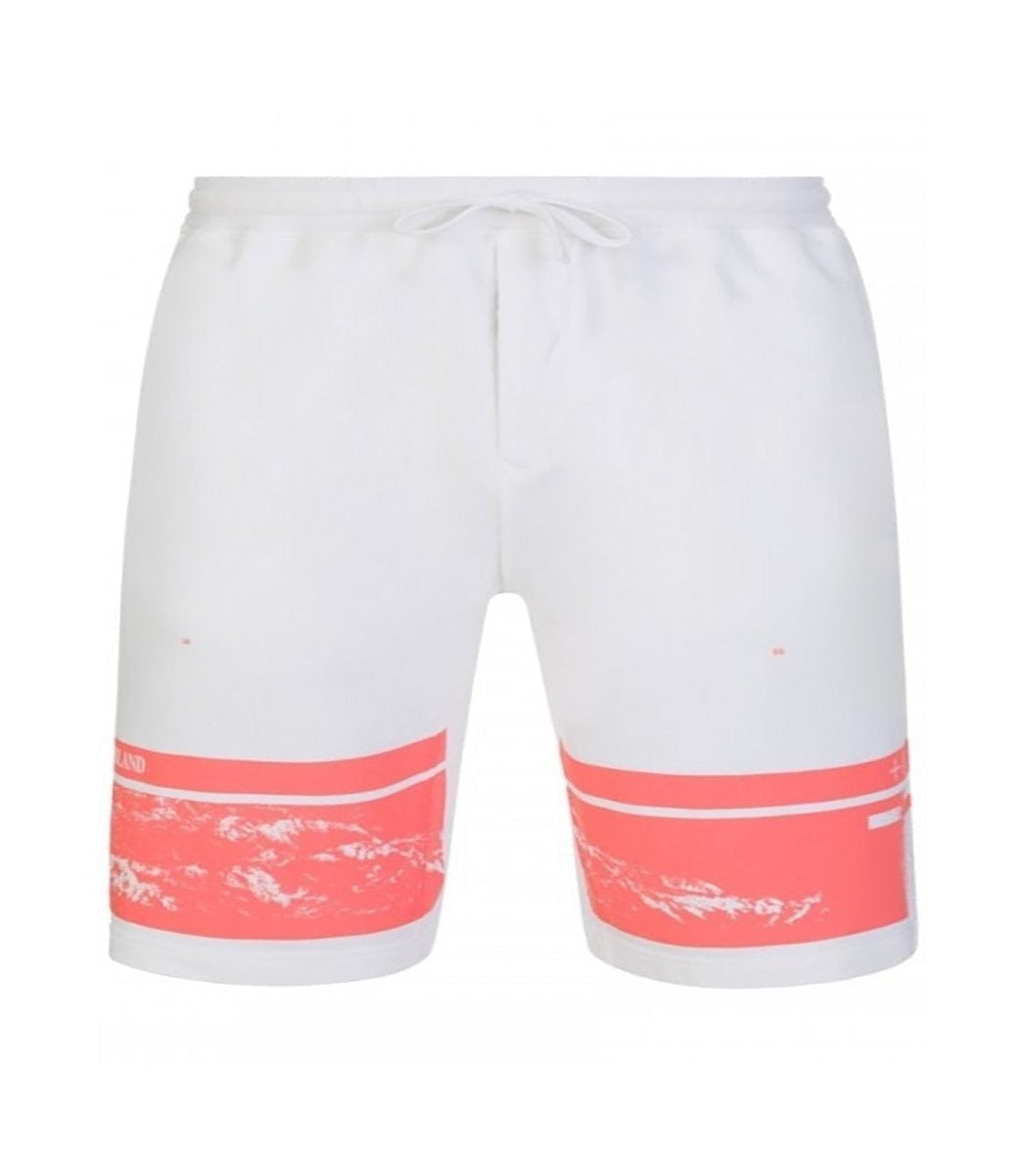 STONE ISLAND - DRONE SHORTS - WHITE W- SALMON PINK