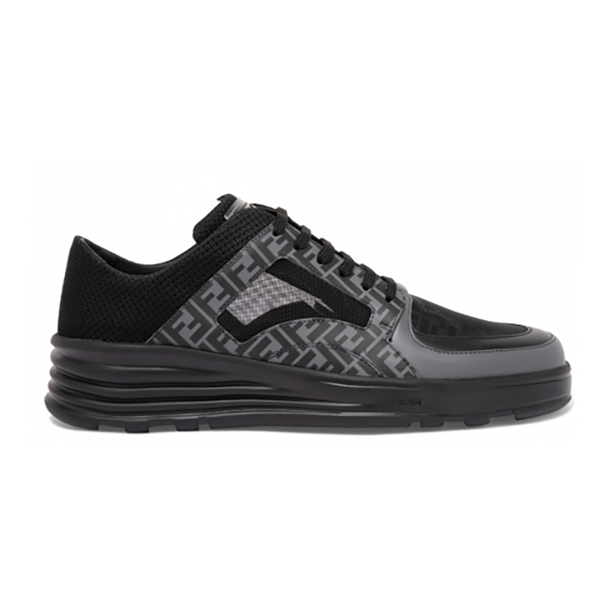 FENDI FF LEATHER TRAINER IN BLACK