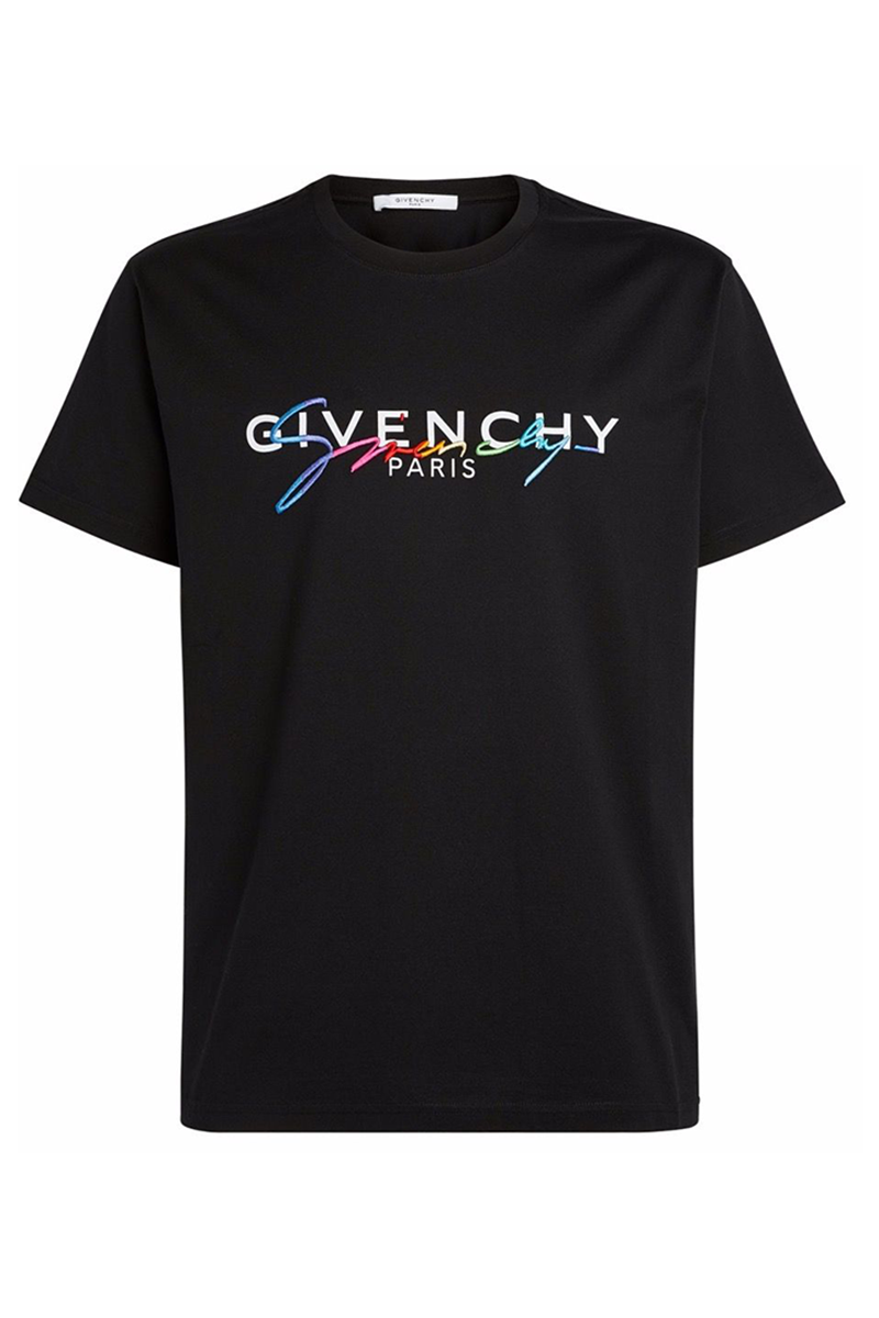 GIVENCHY SIGNATURE RAINBOW T-SHIRT IN BLACK