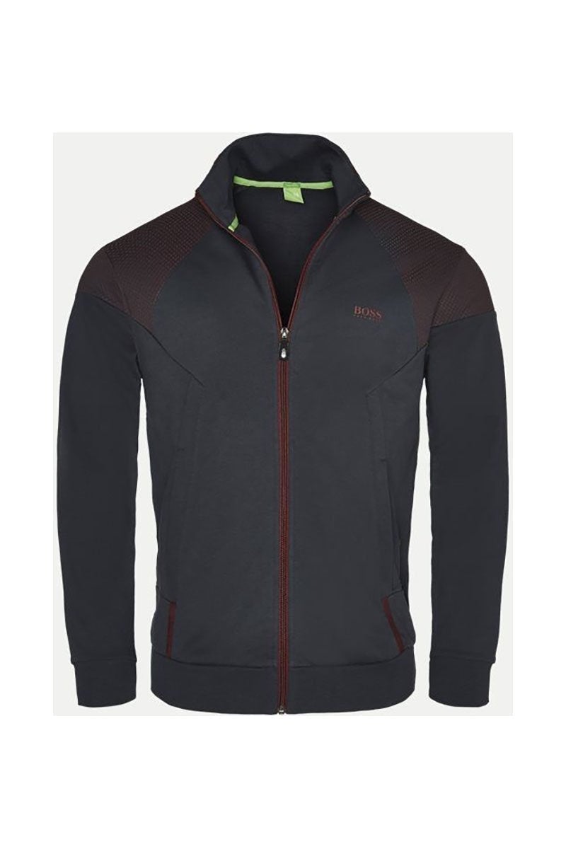 HUGO BOSS -SKAZ ZIPPED HOODIE-NAVY - BURGUNDY