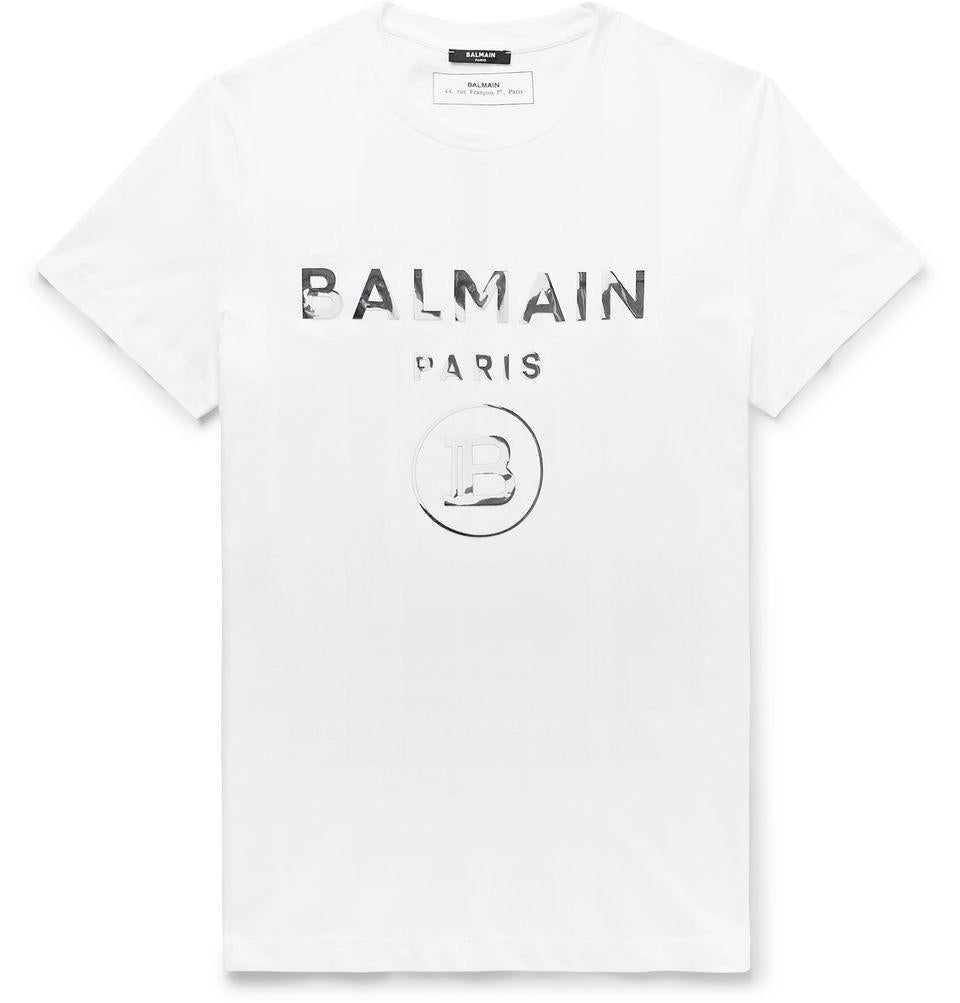 Balmain White Logo Cotton Tee