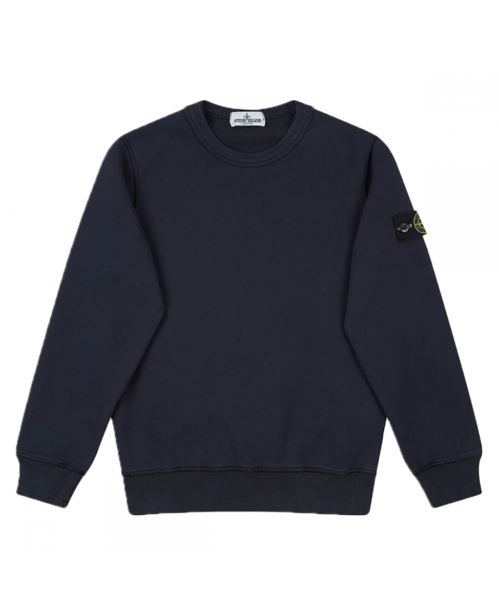 STONE ISLAND JUNIOR CREW NECK SWEATER IN NAVY