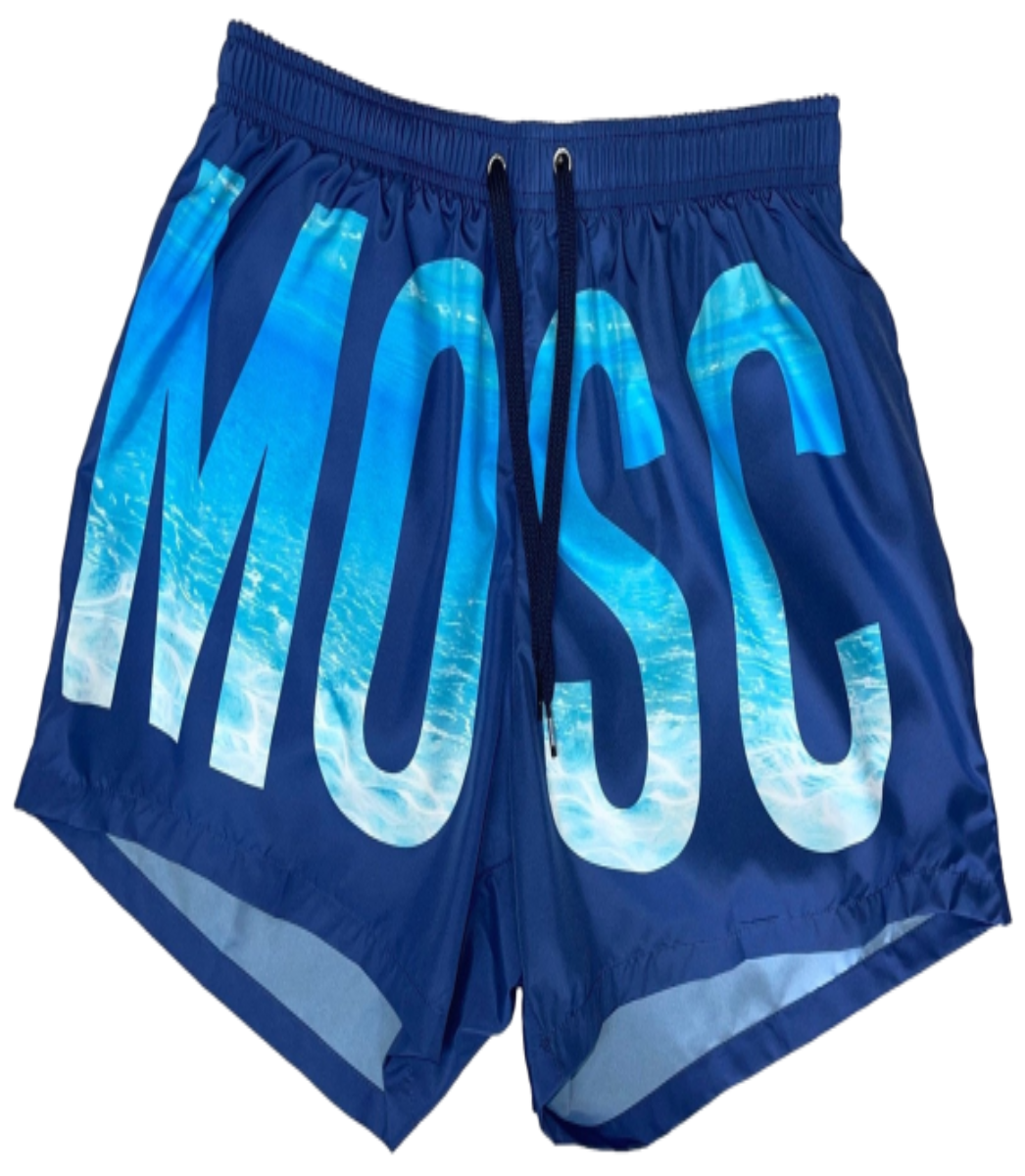 MOSCHINO BLUE-WAVE EFFECT SWIM SHORTS