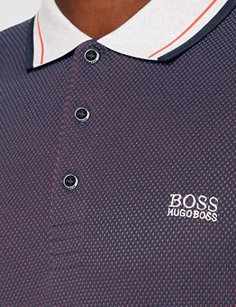 HUGO BOSS -LONG SLEEVE POLO SHIRT-NAVY-ORANGE