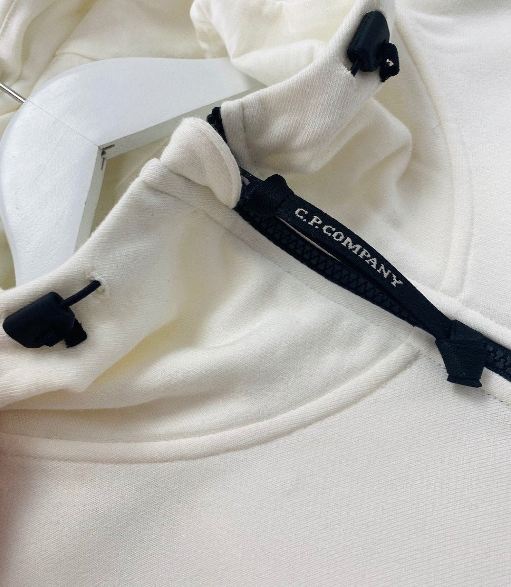 CP COMPANY CREAM ZIP HOODIE