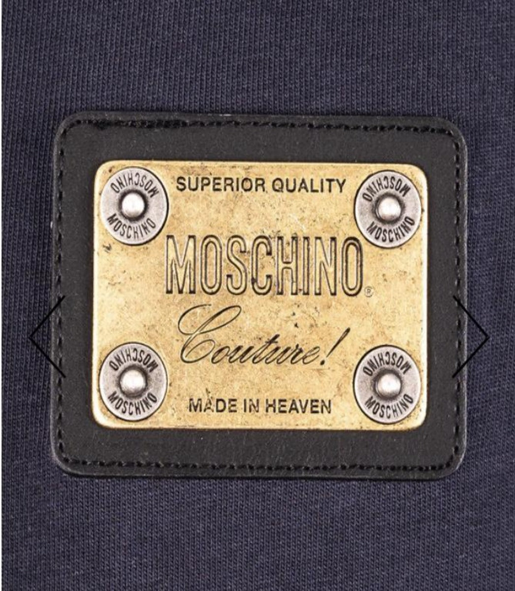 MOSCHINO COUTURE - ROUND NECK T-SHIRT W METAL BADGE - NAVY