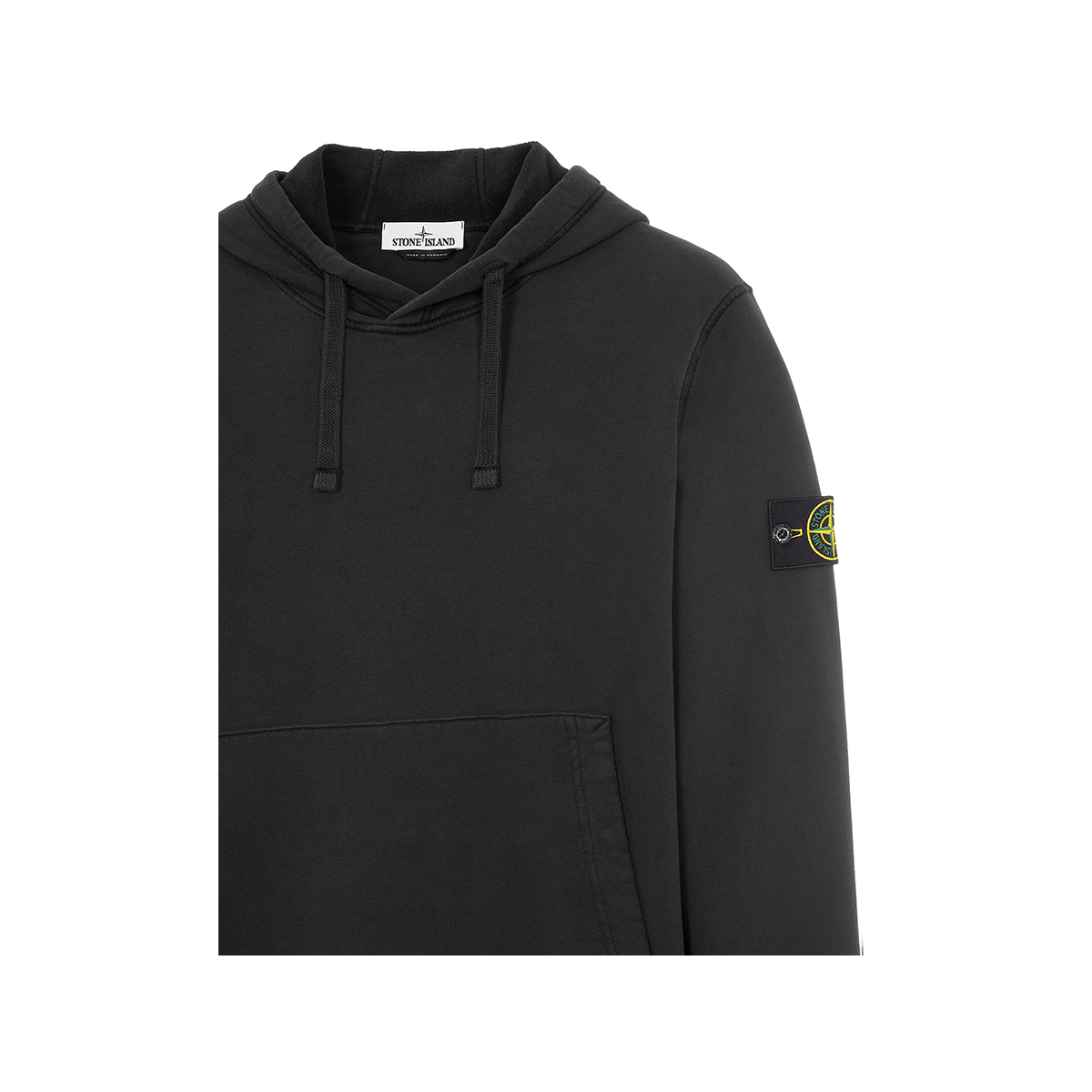 STONE ISLAND BRUSHED COTTON HOODIE IN BLACK