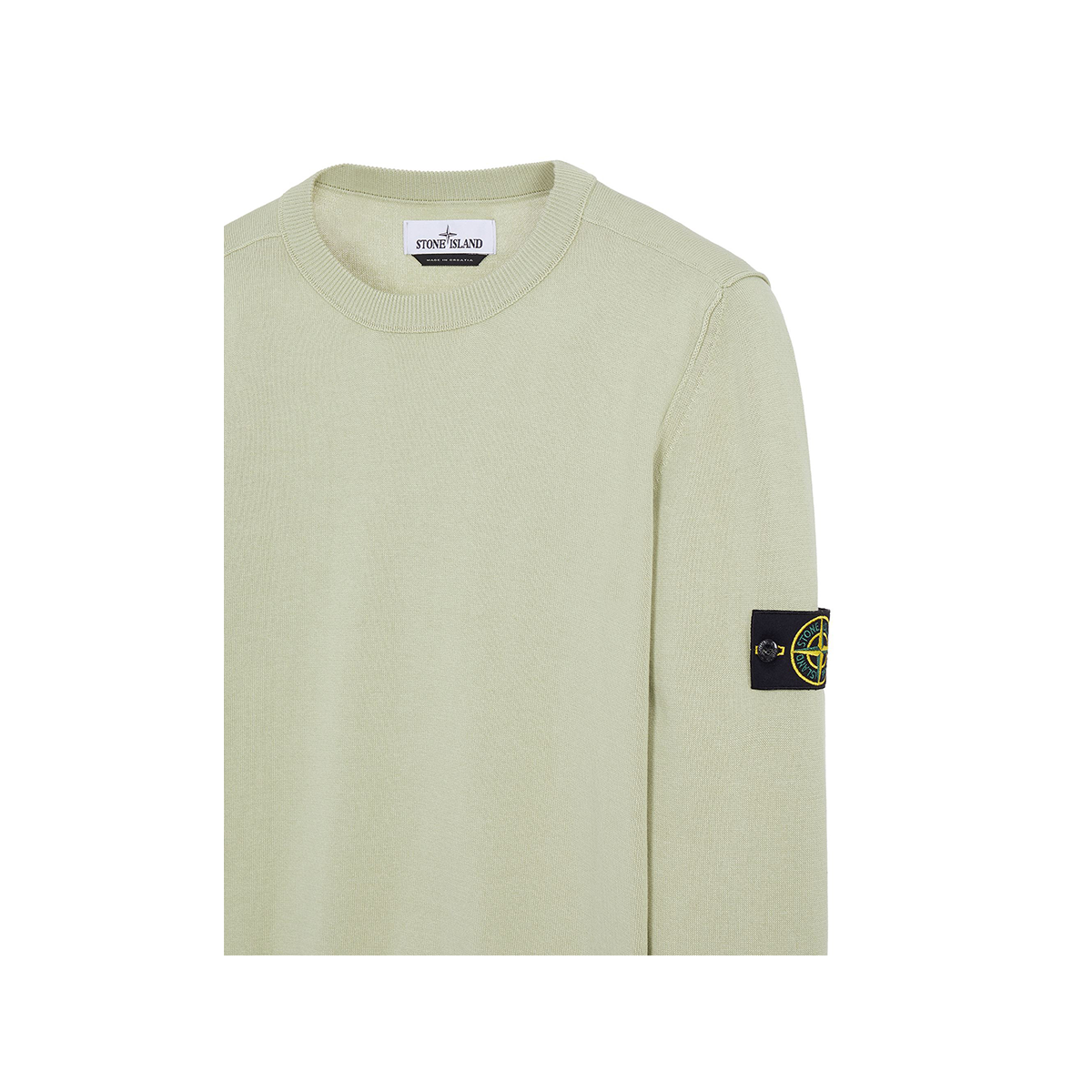 STONE ISLAND SOFT COTTON JUMPER IN LIGHT GREEN