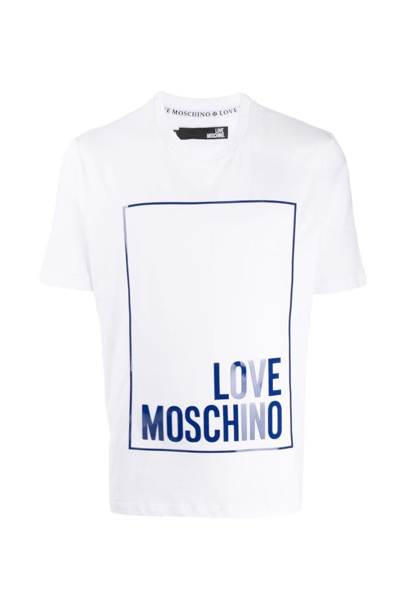 LOVE MOSCHINO LOGO T-SHIRT WHITE-BLUE