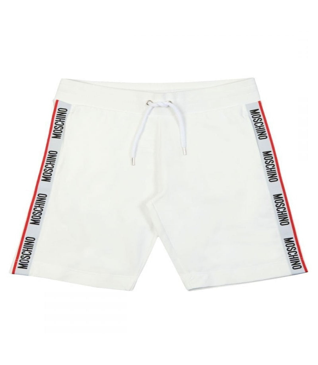 MOSCHINO SIDE TAPE SHORTS IN WHITE