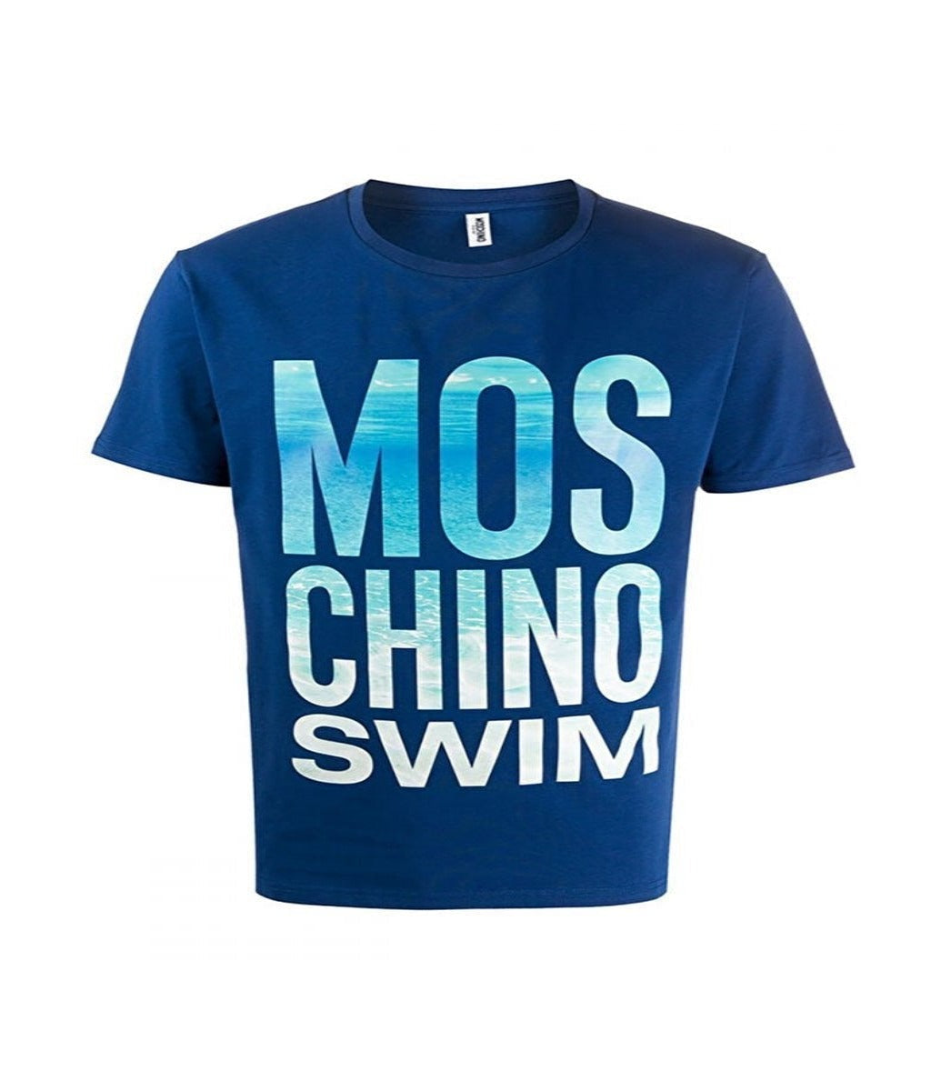 MOSCHINO COTTON SWIM T-SHIRT IN BLUE