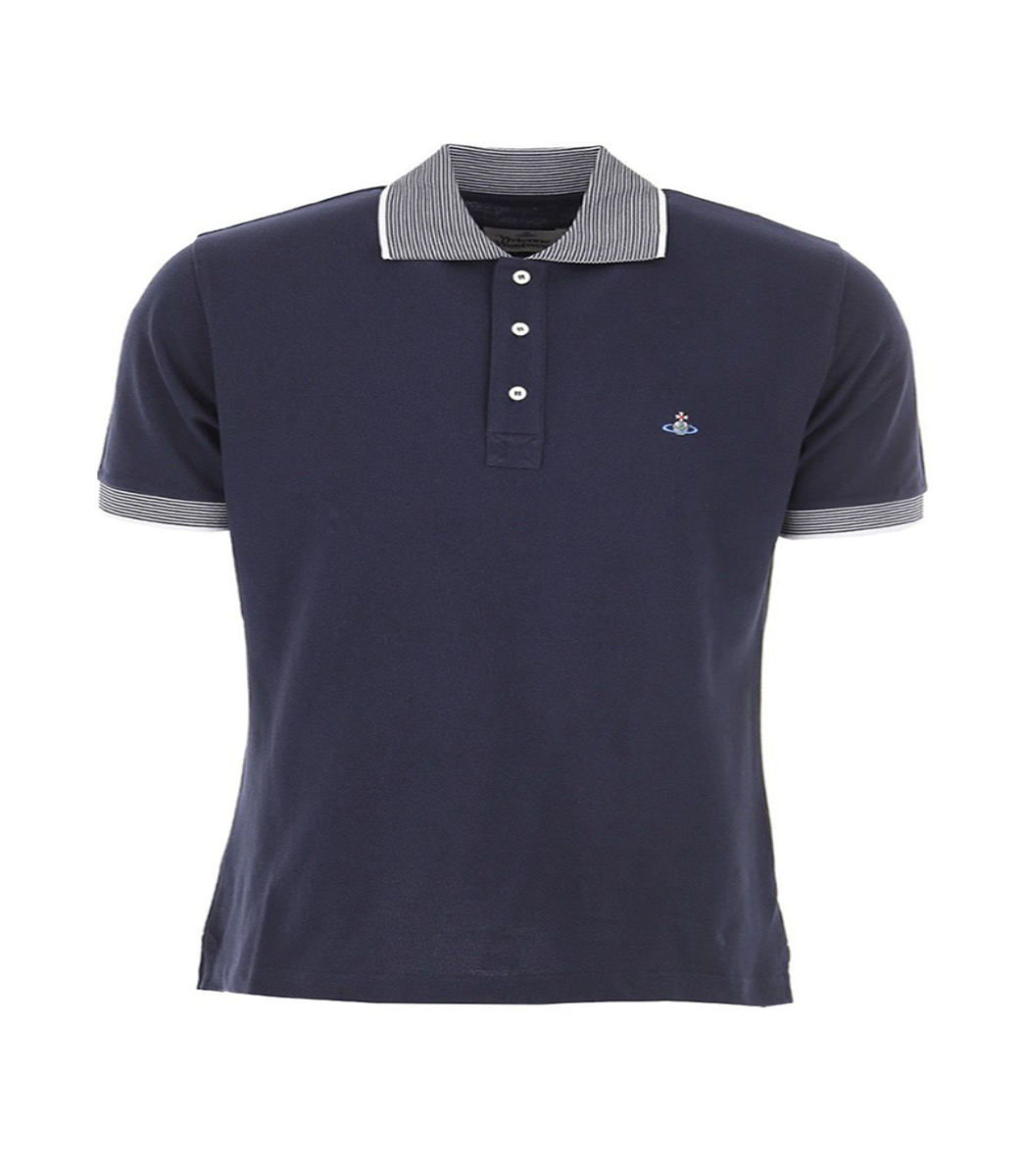 VIVIENNE WESTWOOD - CONTRAST COLLAR POLO - NAVY