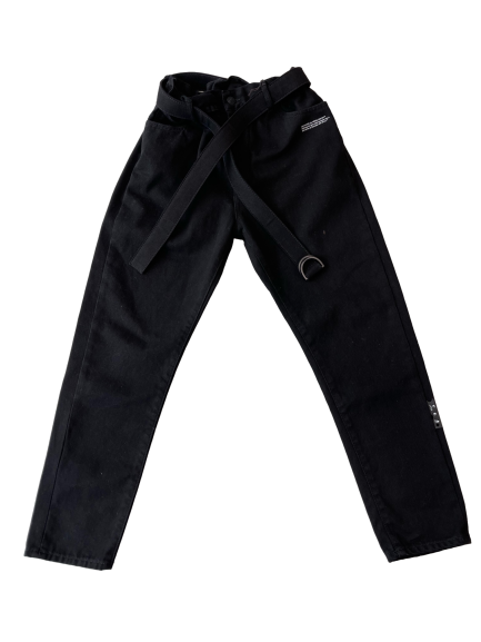 OFF-WHITE SLIM LOW CROTCH DENIM TROUSERS IN NERO