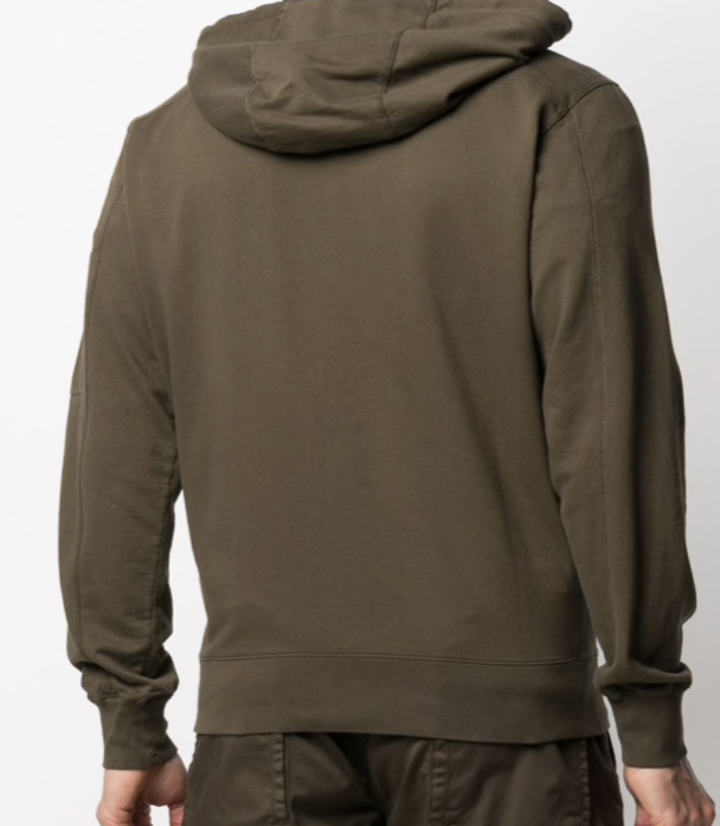 CP COMPANY LENS HOODIE WITH ZIP - DARK GREEN