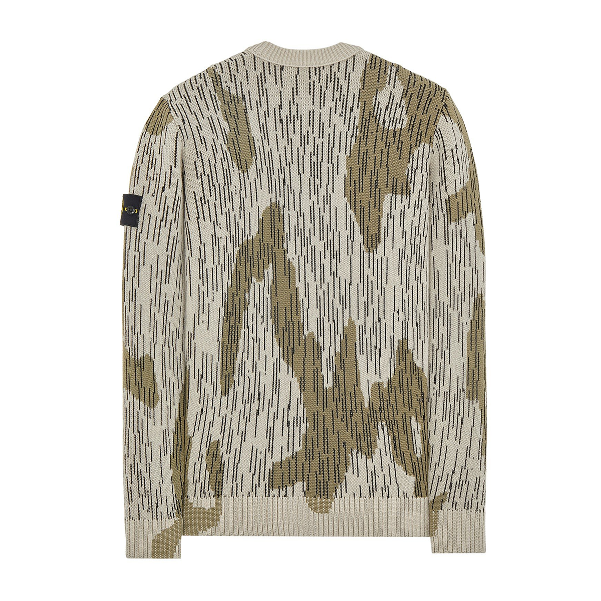 STONE ISLAND RAIN CAMO WOOL JUMPER IN BEIGE