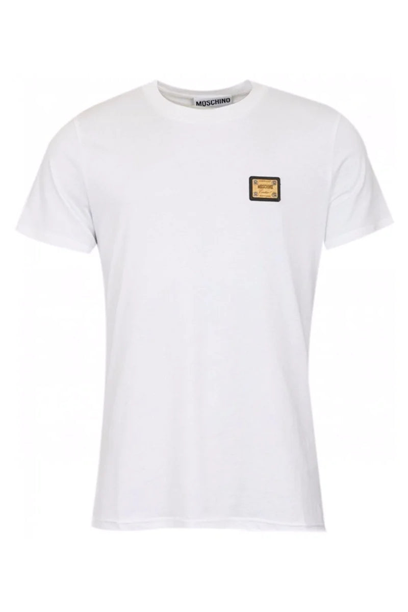 MOSCHINO COUTURE - ROUND NECK T-SHIRT W METAL BADGE - WHITE