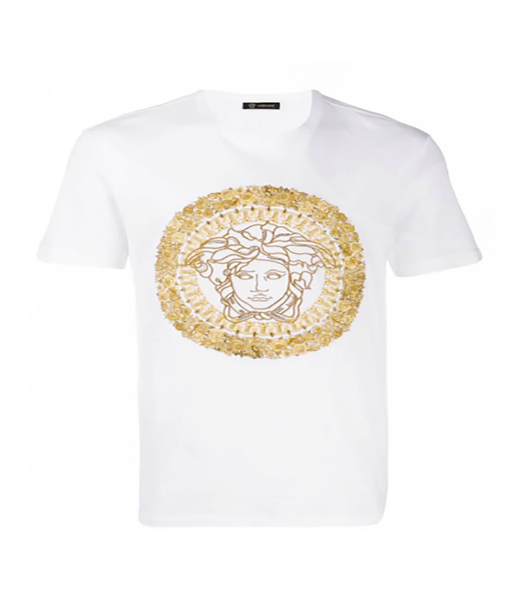 VERSACE - EMBROIDERED MEDUSA - WHITE - GOLD